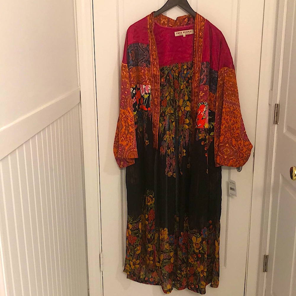 Free People Midnight Royal Combo Robe Kimono NWT